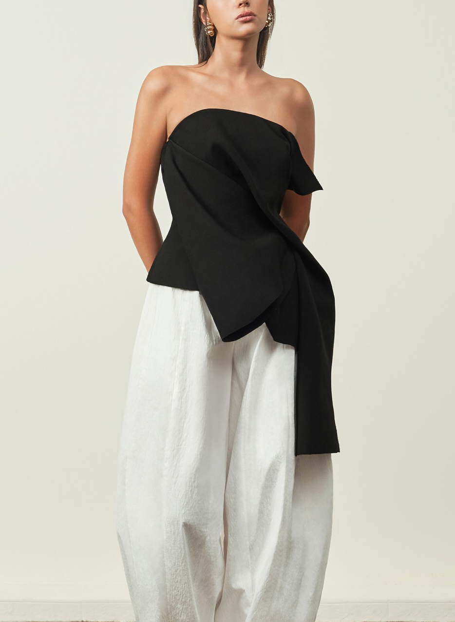 Mystic Black Asymmetrical Hem Tube Top