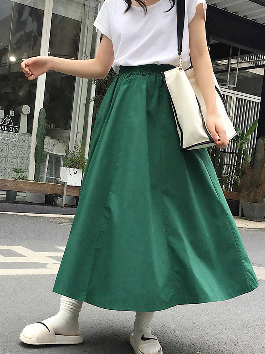 Elegant Emerald Green Midi Skirt