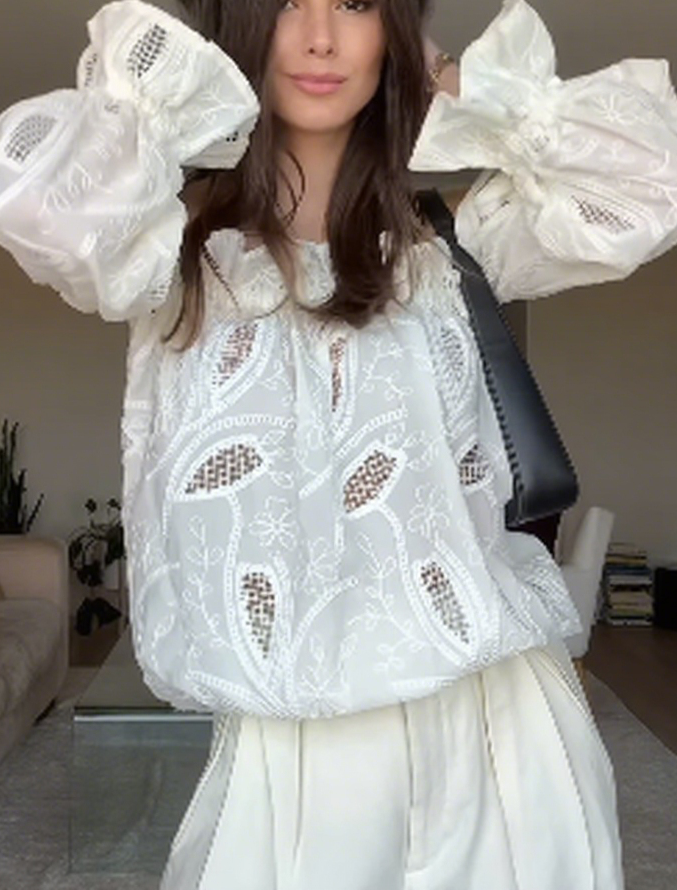 Chic White Ruffle Trim Bardot Top