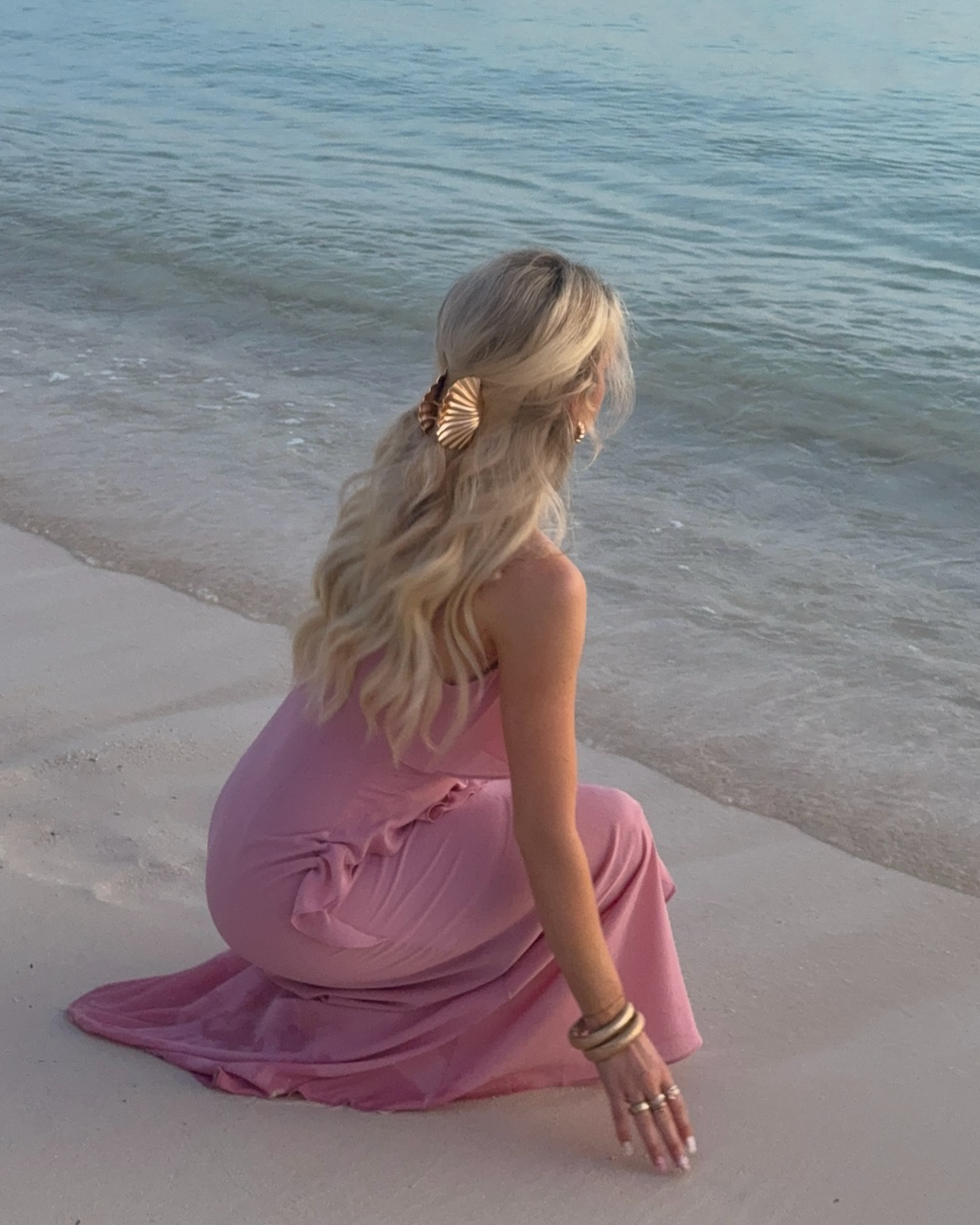 Elegant Pink Spaghetti Strap Maxi Dress