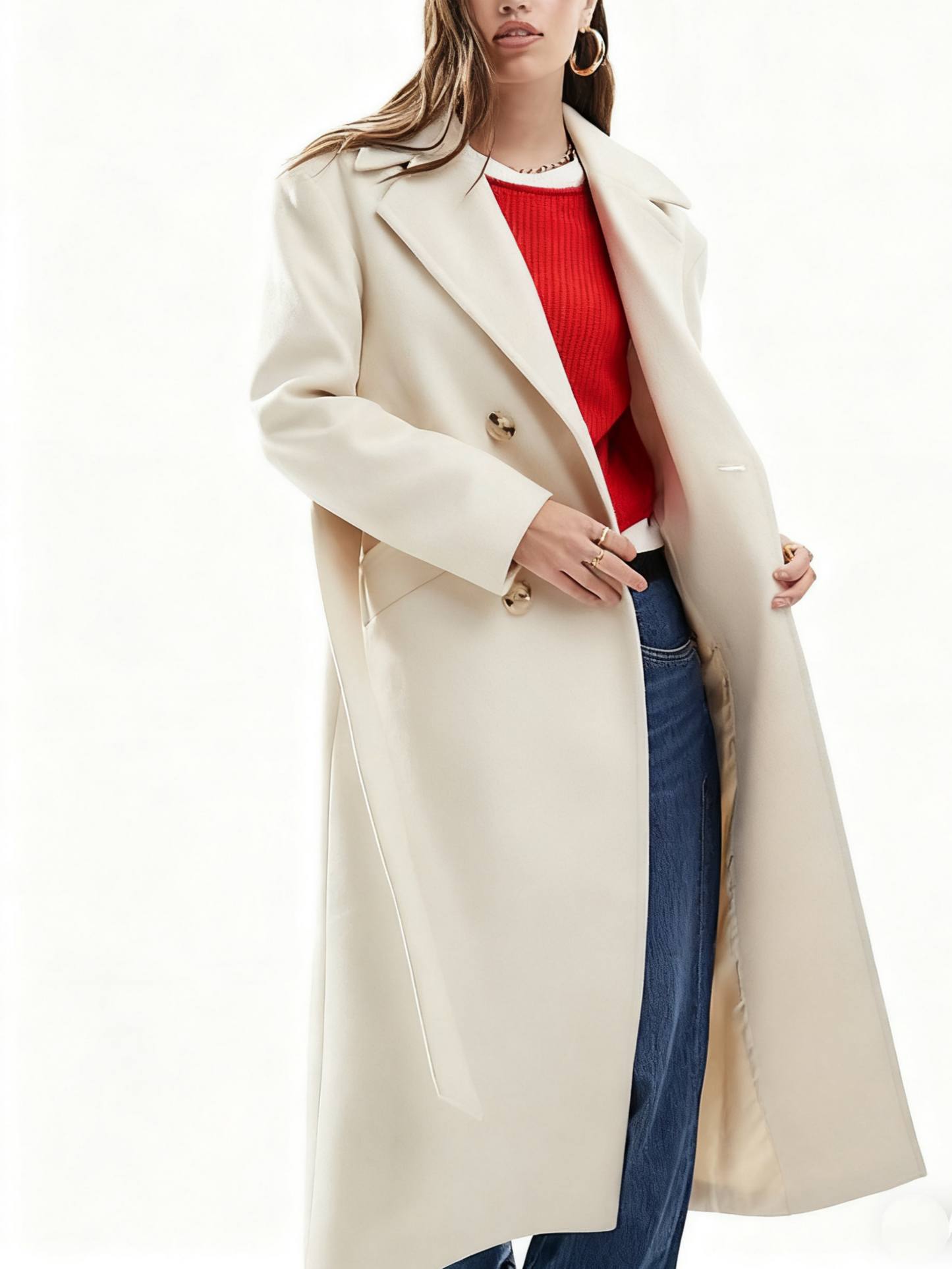 Elegant Belted Wrap Formal Coat
