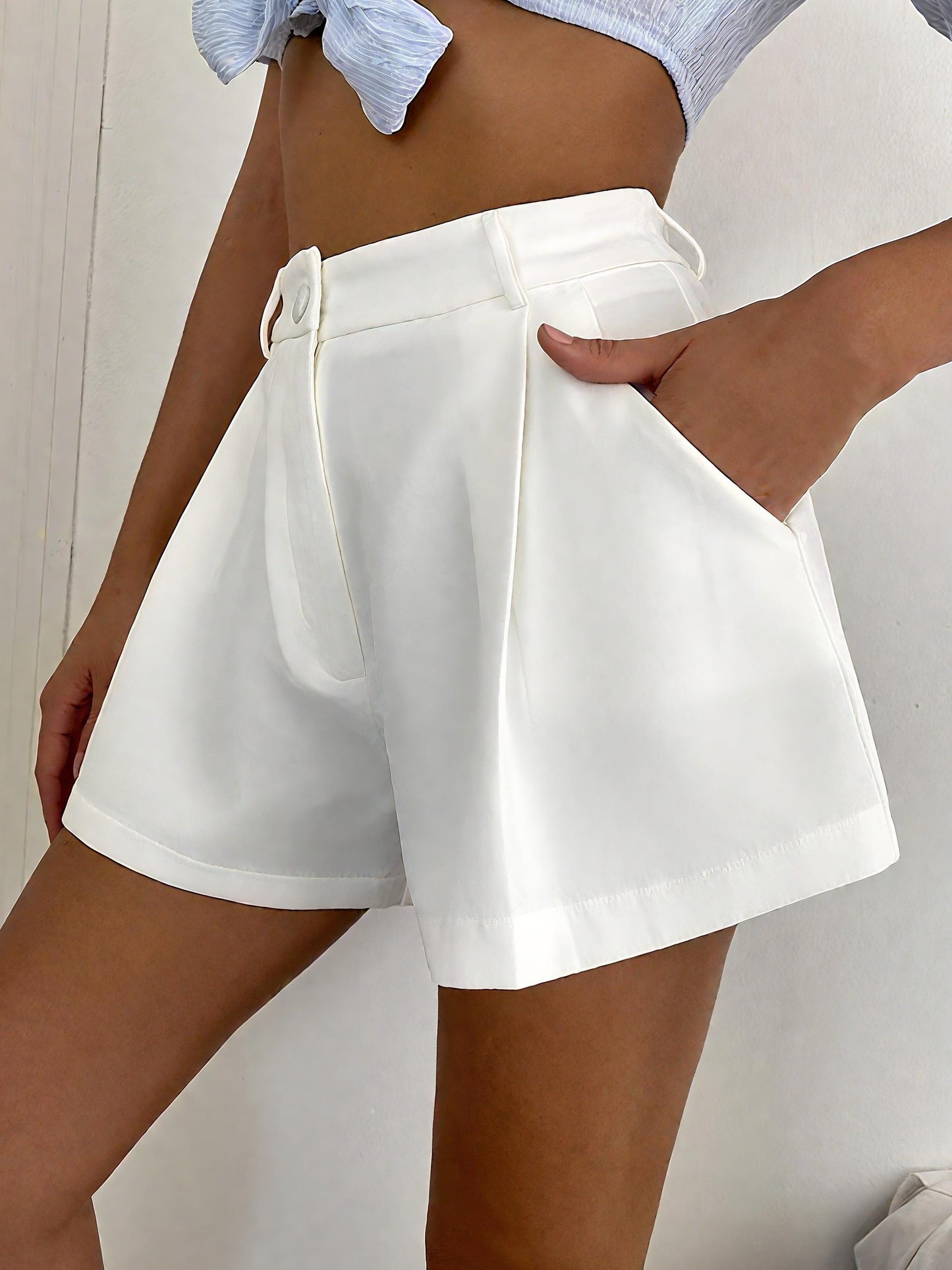 Chic White High - Waisted Shorts