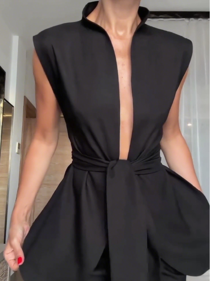 Sleeveless Vest Jacket - Slim-Fit Open Front Cardigan