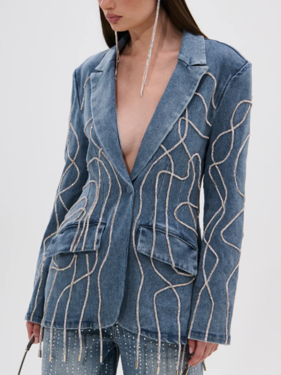 Embellished Denim Blazer
