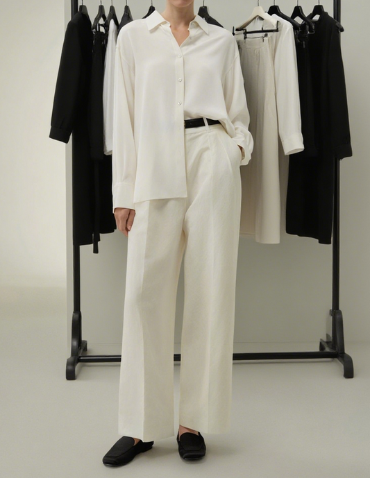 Elegant White Wide - Leg Trousers