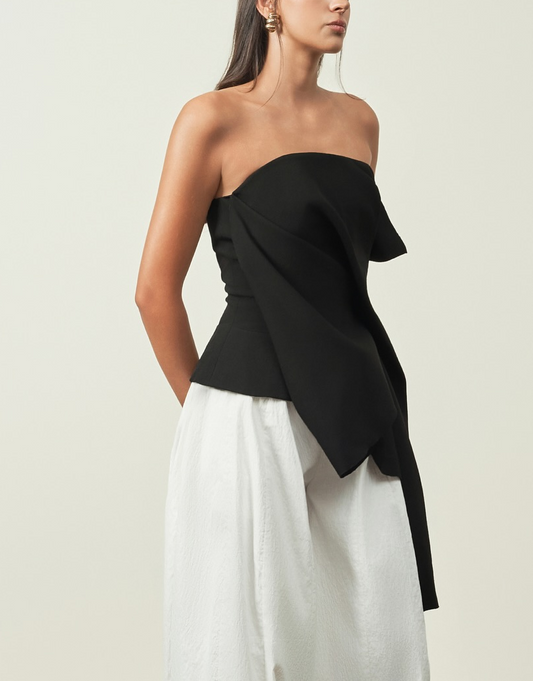 Mystic Black Asymmetrical Hem Tube Top