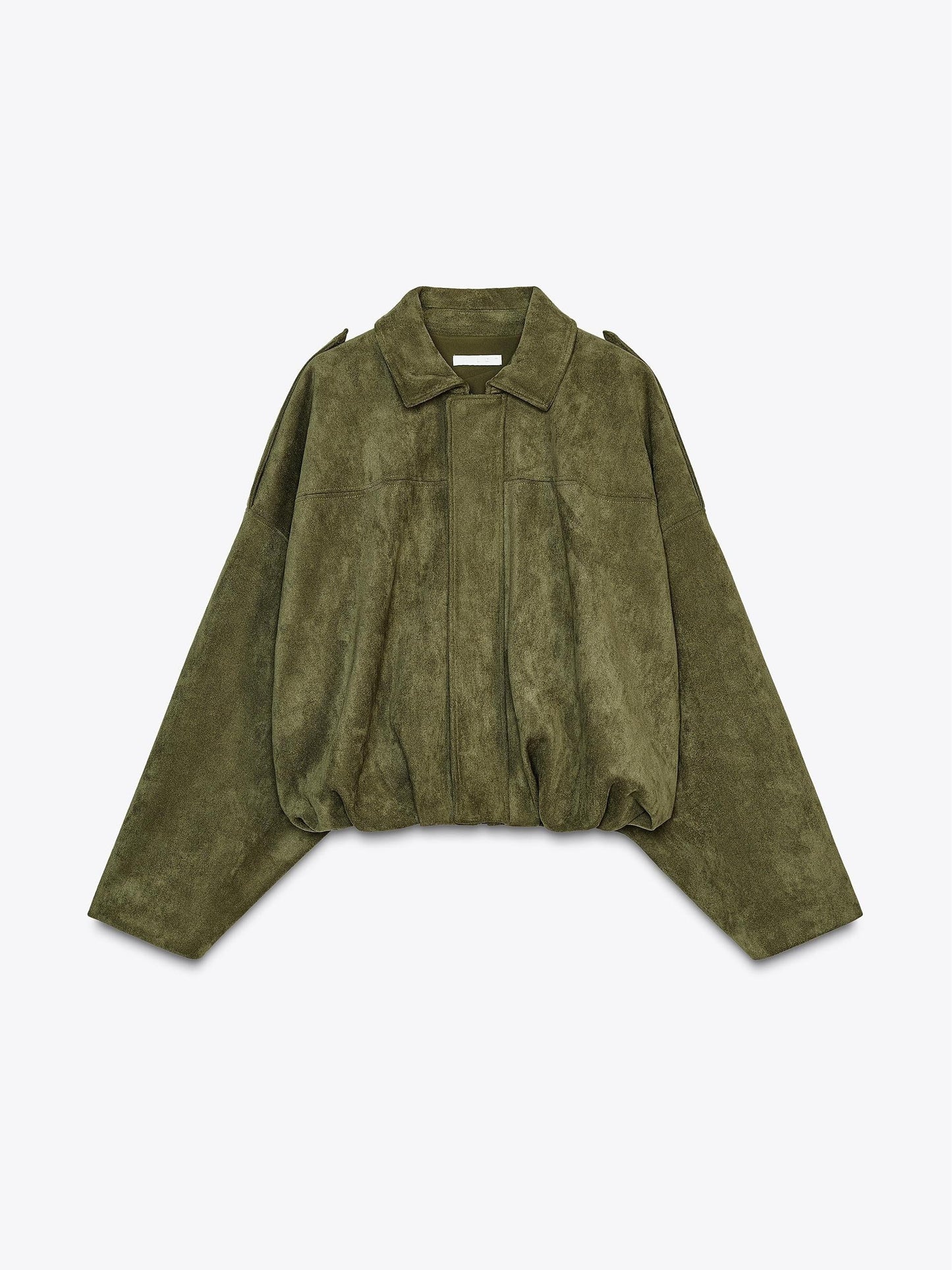 Suede Bomber Zipper Pilot Oversized Jacket