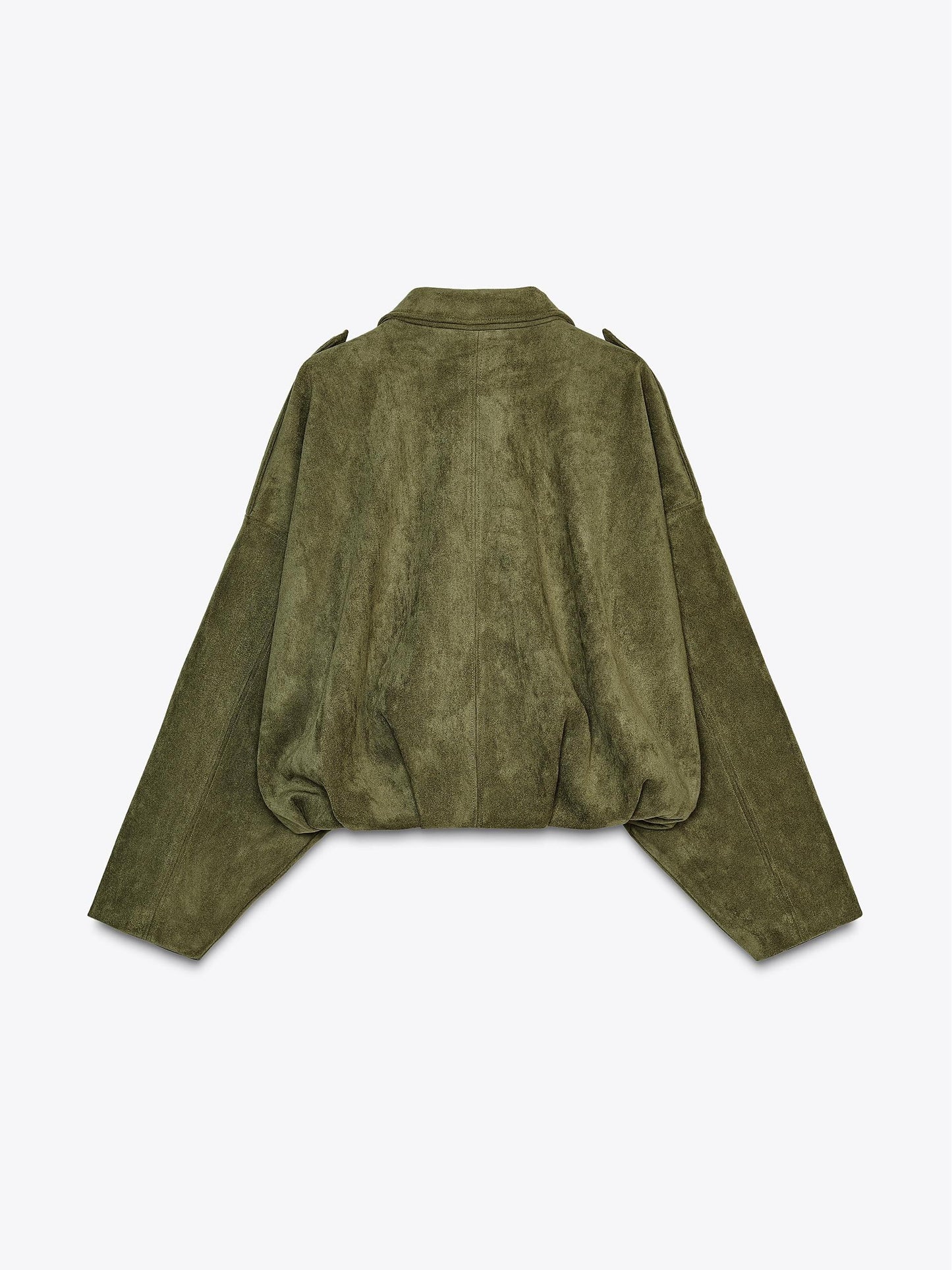 Suede Bomber Zipper Pilot Oversized Jacket