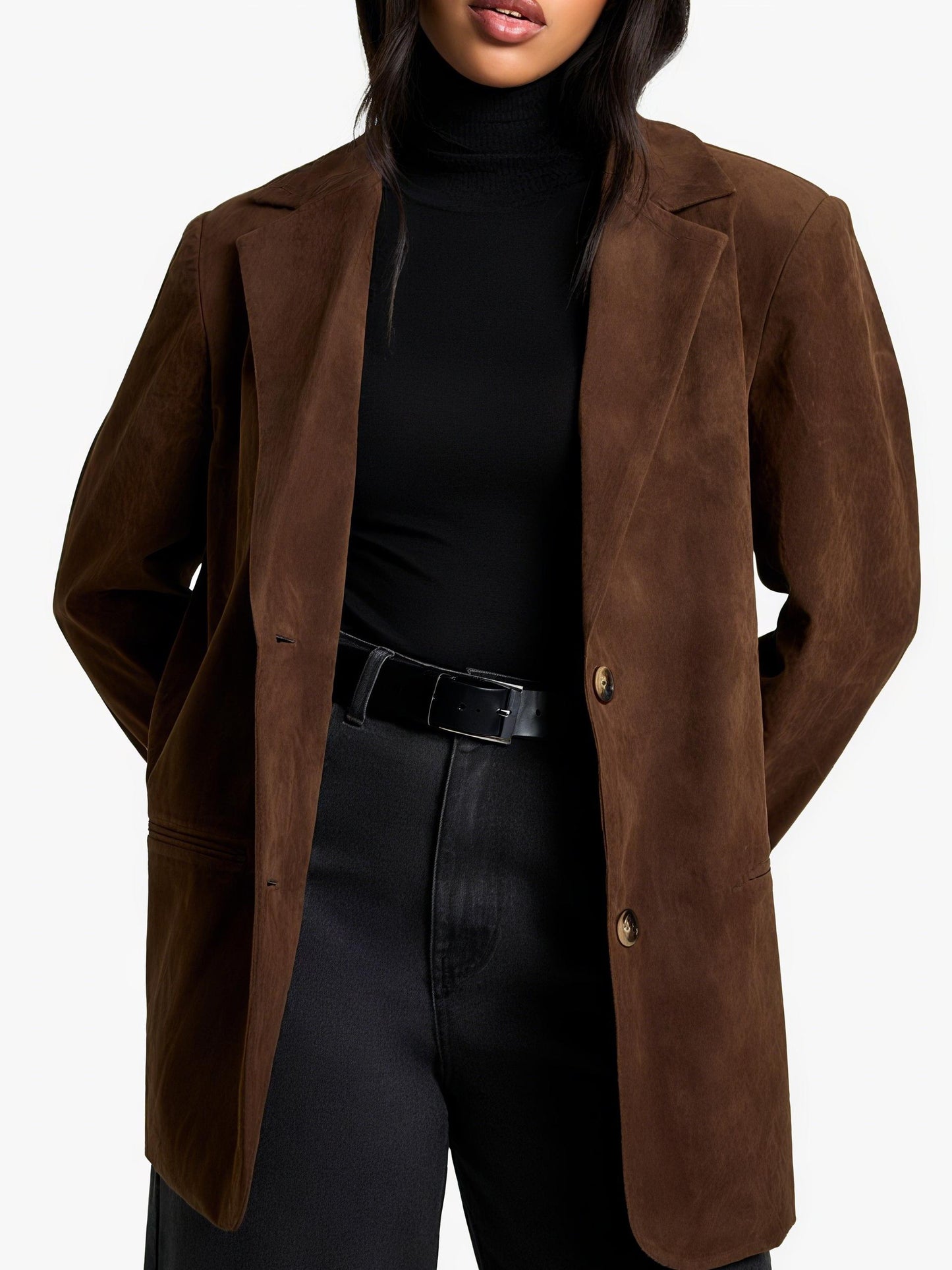 Vintage Look Faux Suede Relaxed Fit Blazer