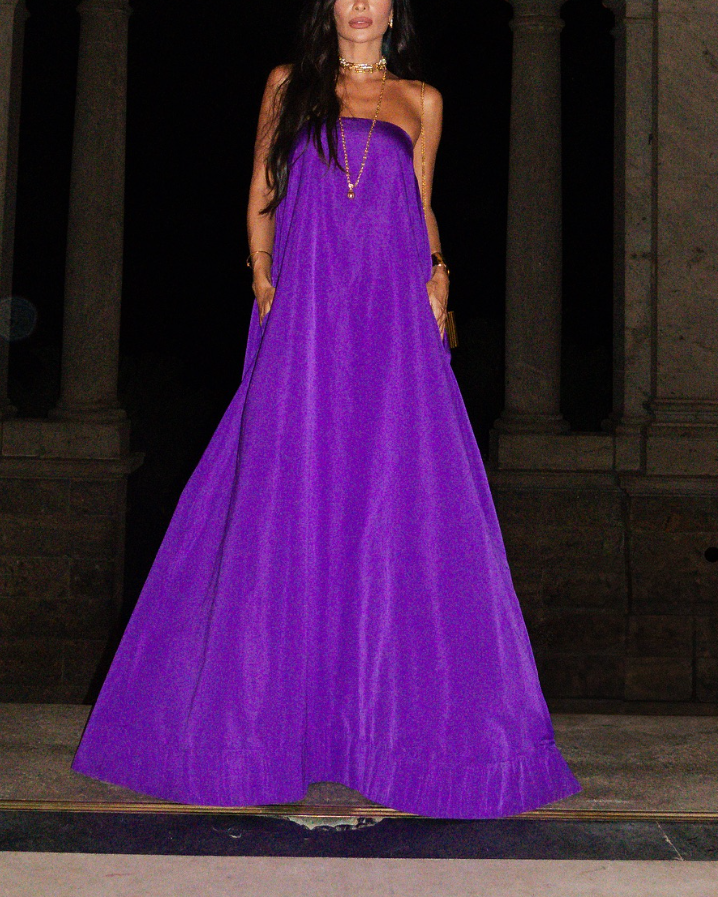 Royal Violet Strapless Maxi Dress