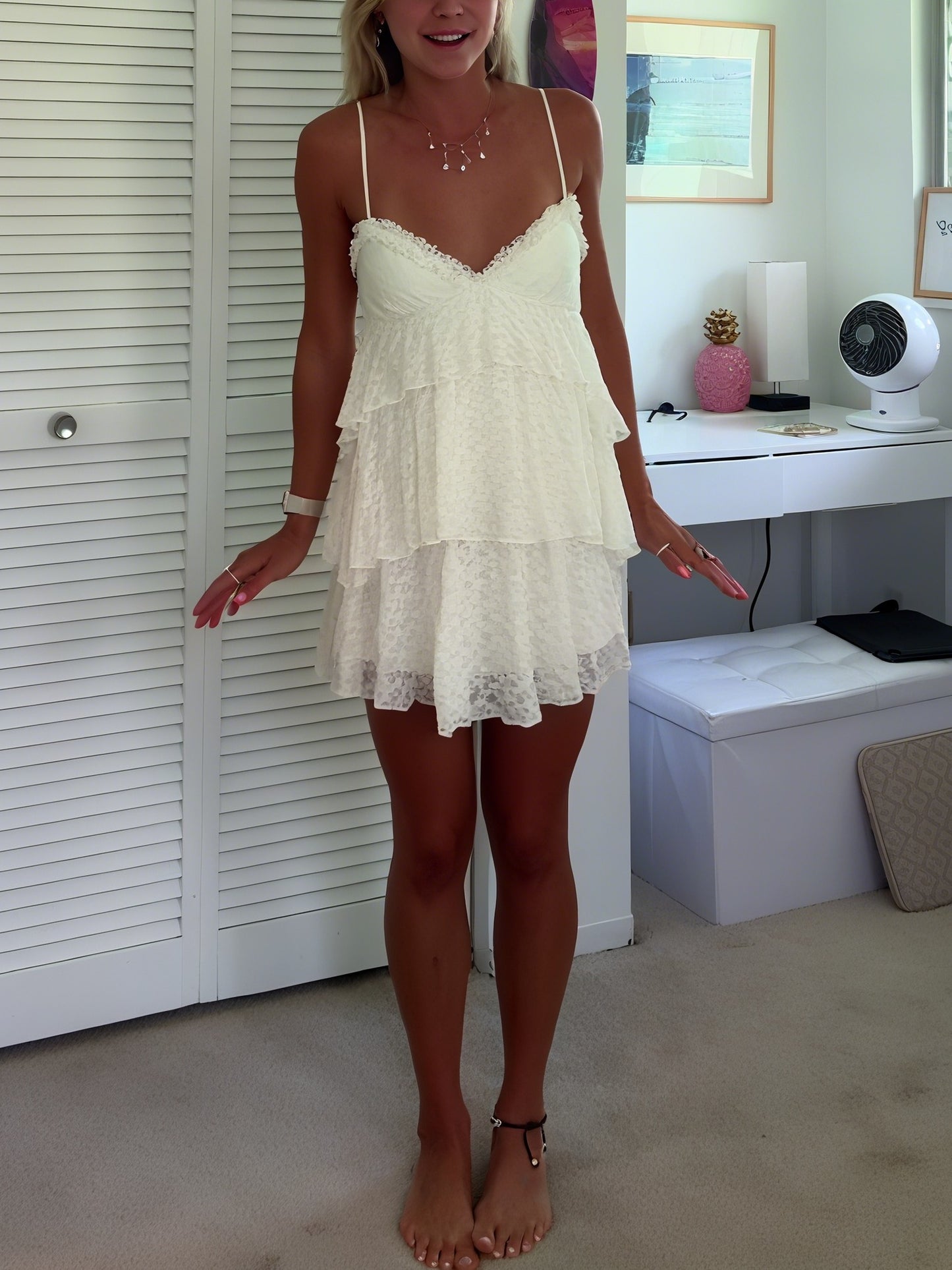 Elegant White Lace Mini Dress