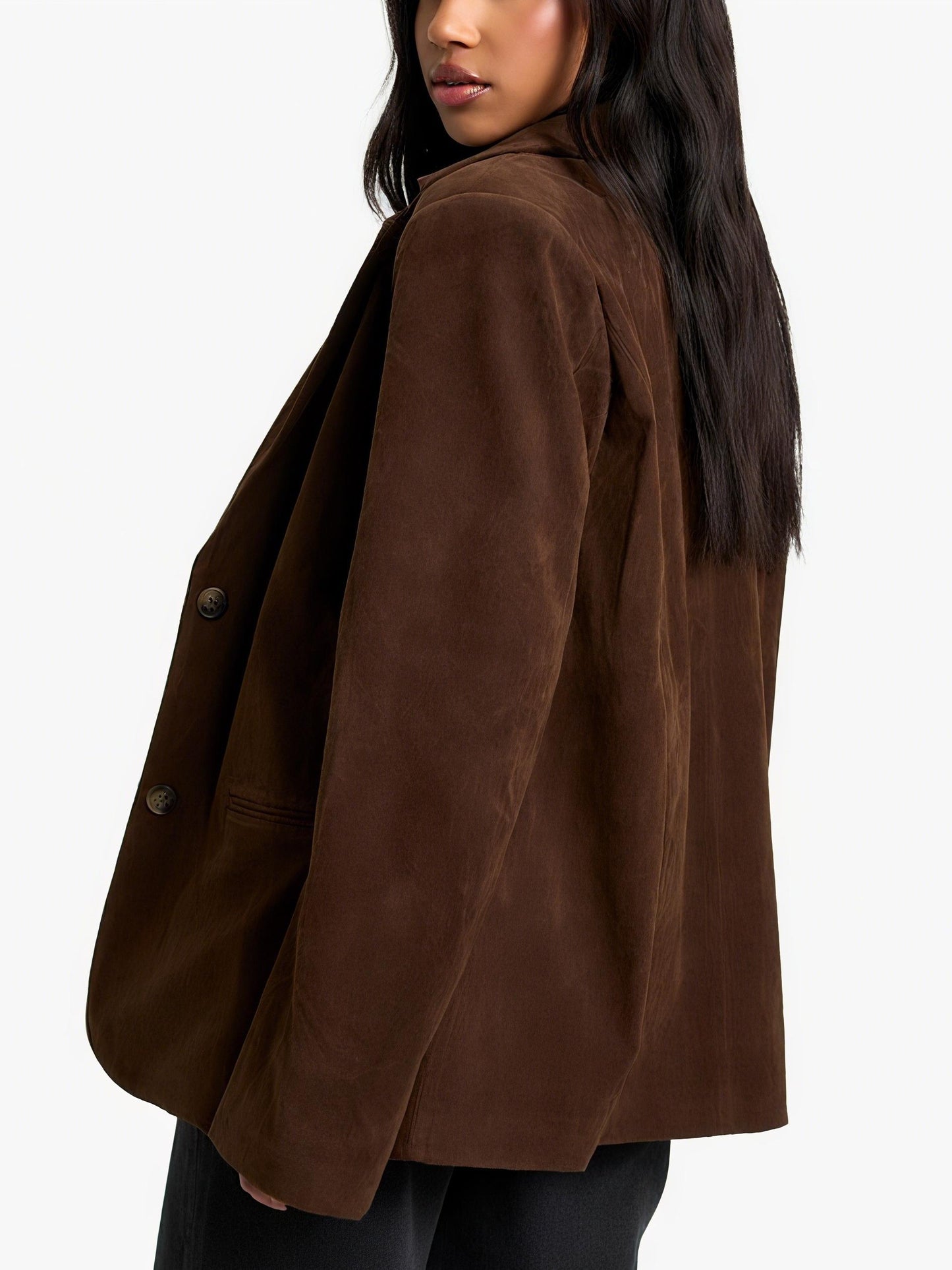 Vintage Look Faux Suede Relaxed Fit Blazer