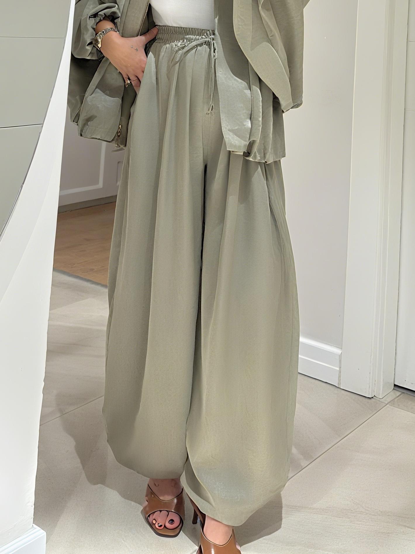 Waist Tied Satin Shalwar Trousers