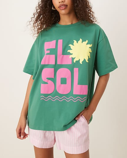 Vibrant Green 'El Sol' Graphic T - shirt