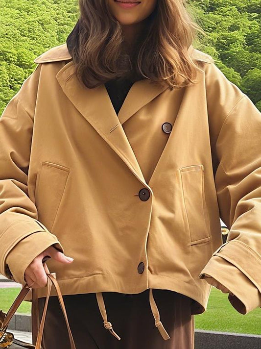 Stylish Khaki Button - Front Blazer