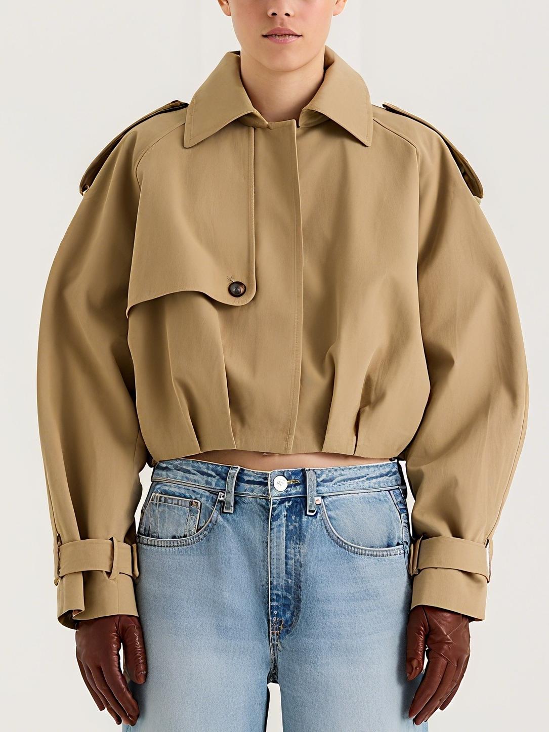 Stylish Khaki Cropped Jacket