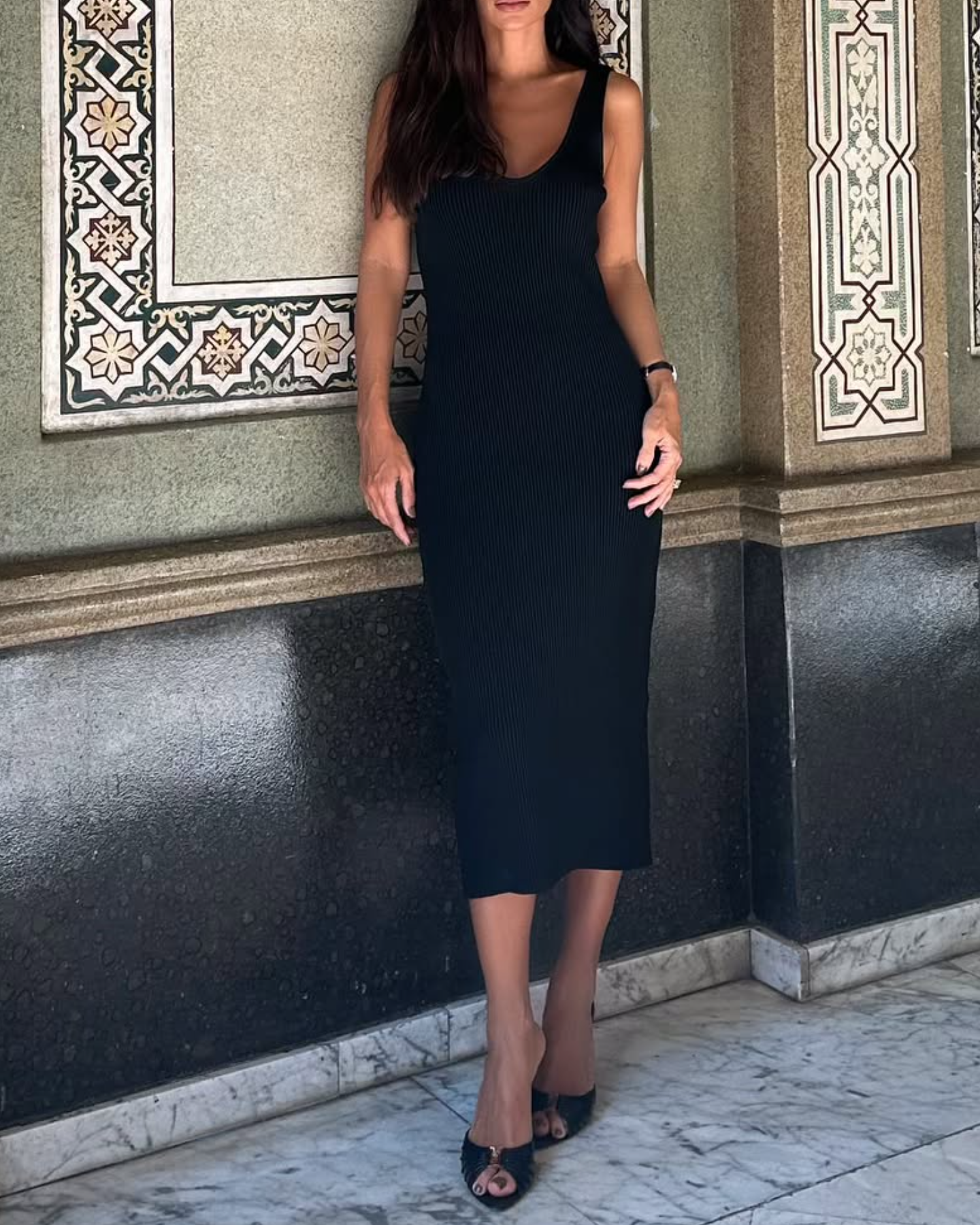 Seductive Black Slip Midi Dress