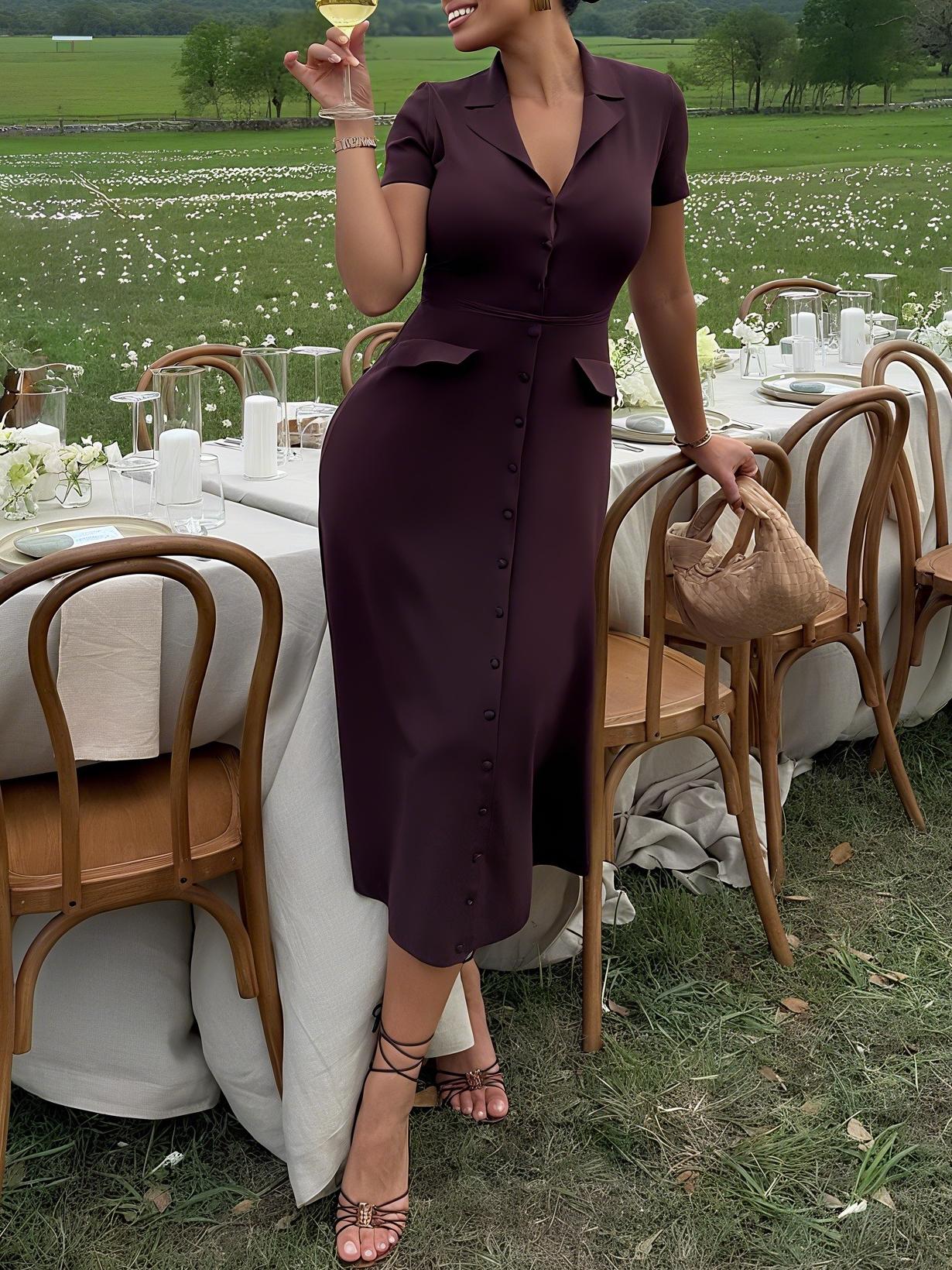 Elegant Burgundy Knit Maxi Dress