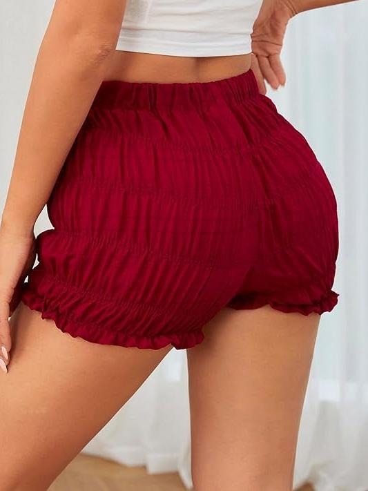 Stylish and Comfortable Women's Burgundy Pleated Shorts