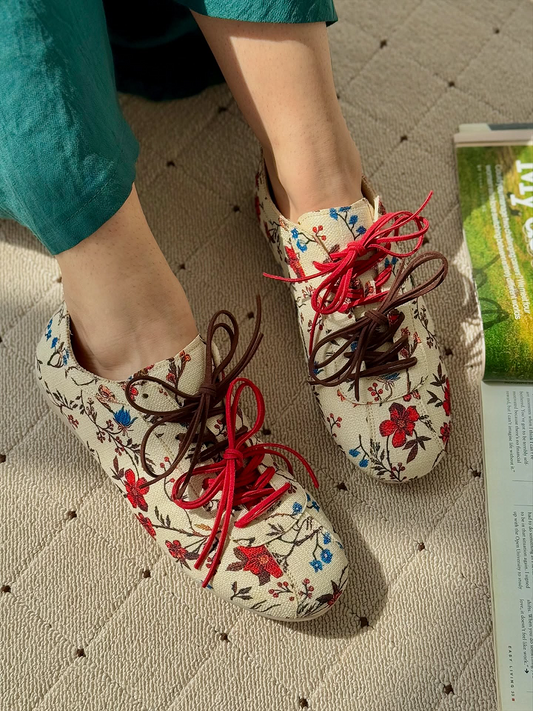 Two-Tone Shoelace-Print Flats