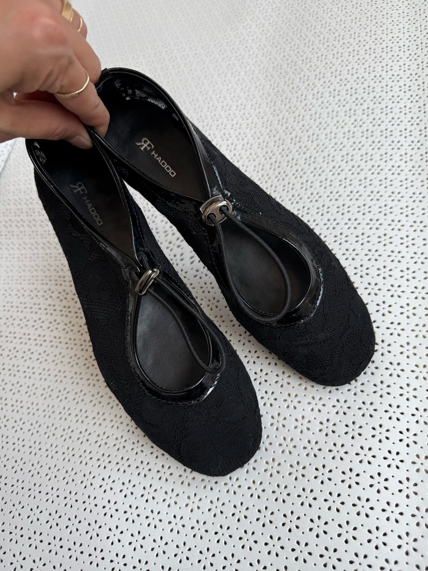 Dollcore Tapered Almond Toe Mary Janes – Lace & Mesh Ballet Flats