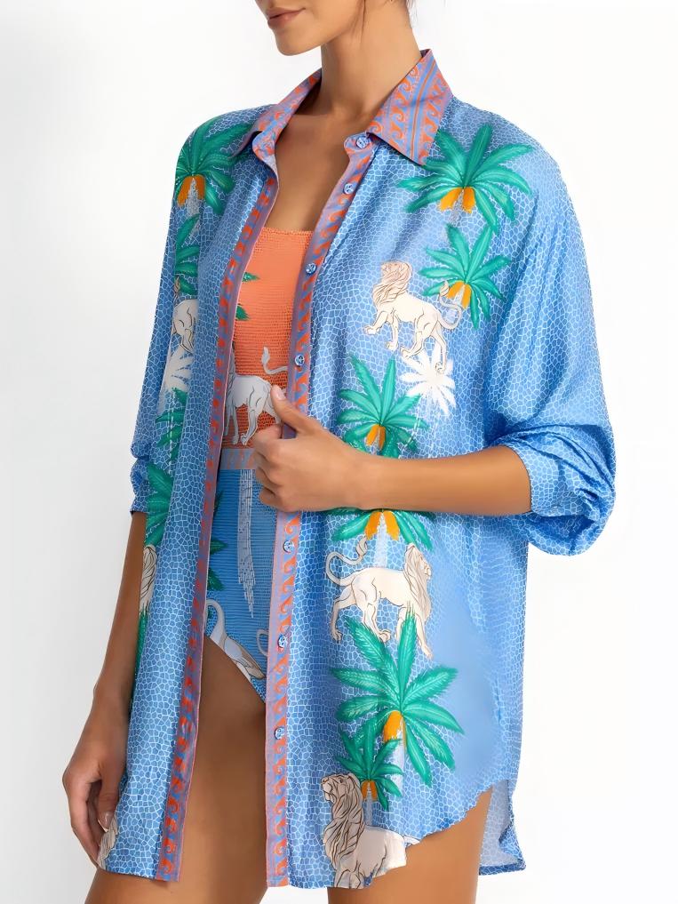 Stylish Blue Printed Shirt