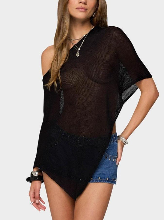 Asymmetric Knit Poncho