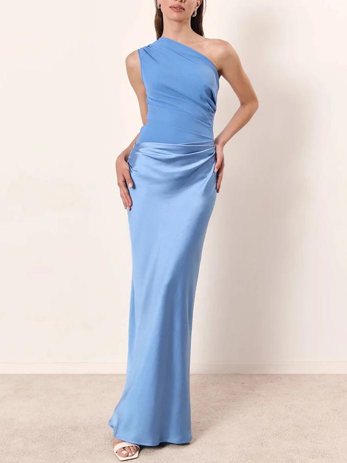 Elegant One - Shoulder Satin Gown