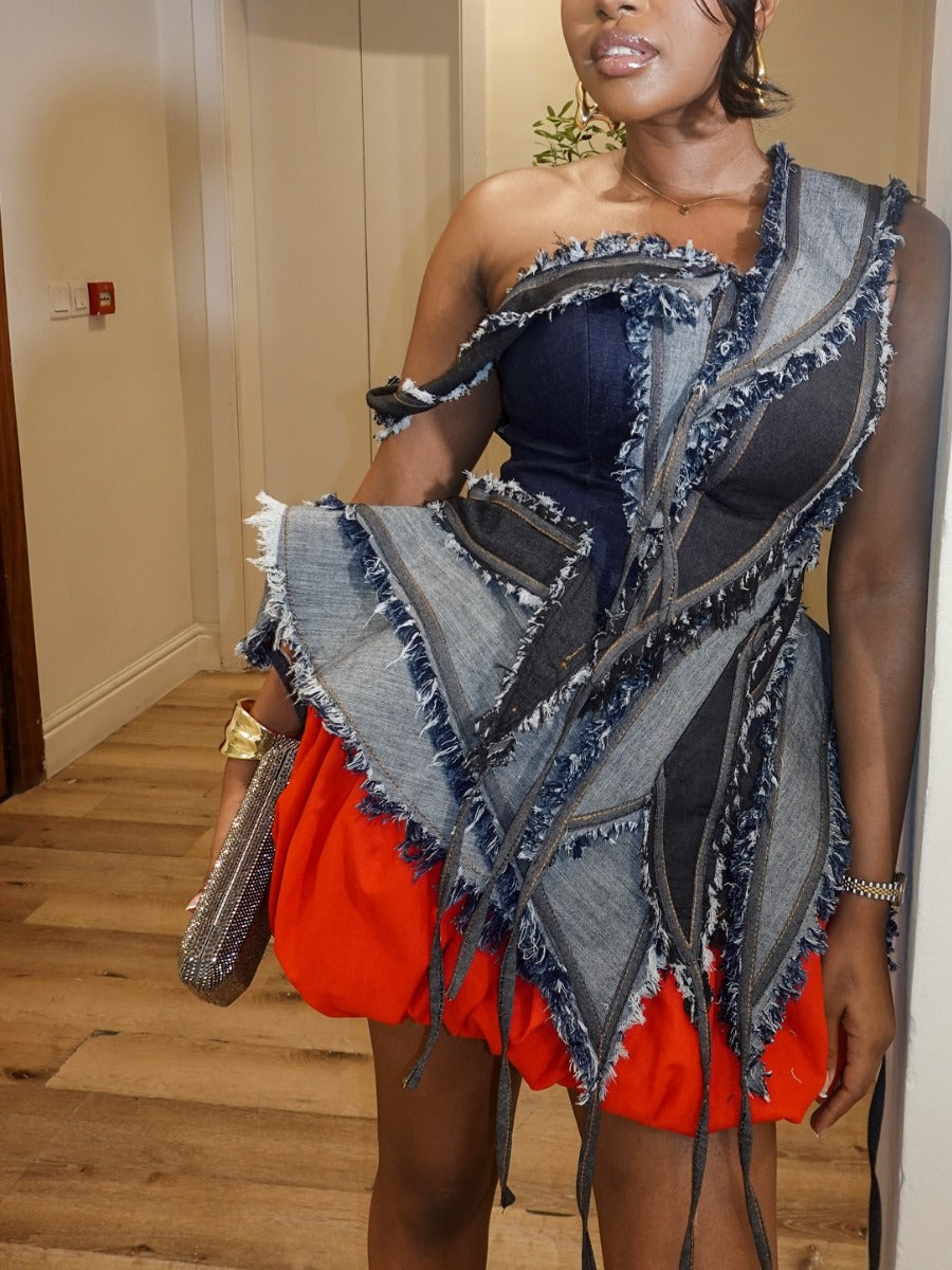 Irregular Design Denim Top
