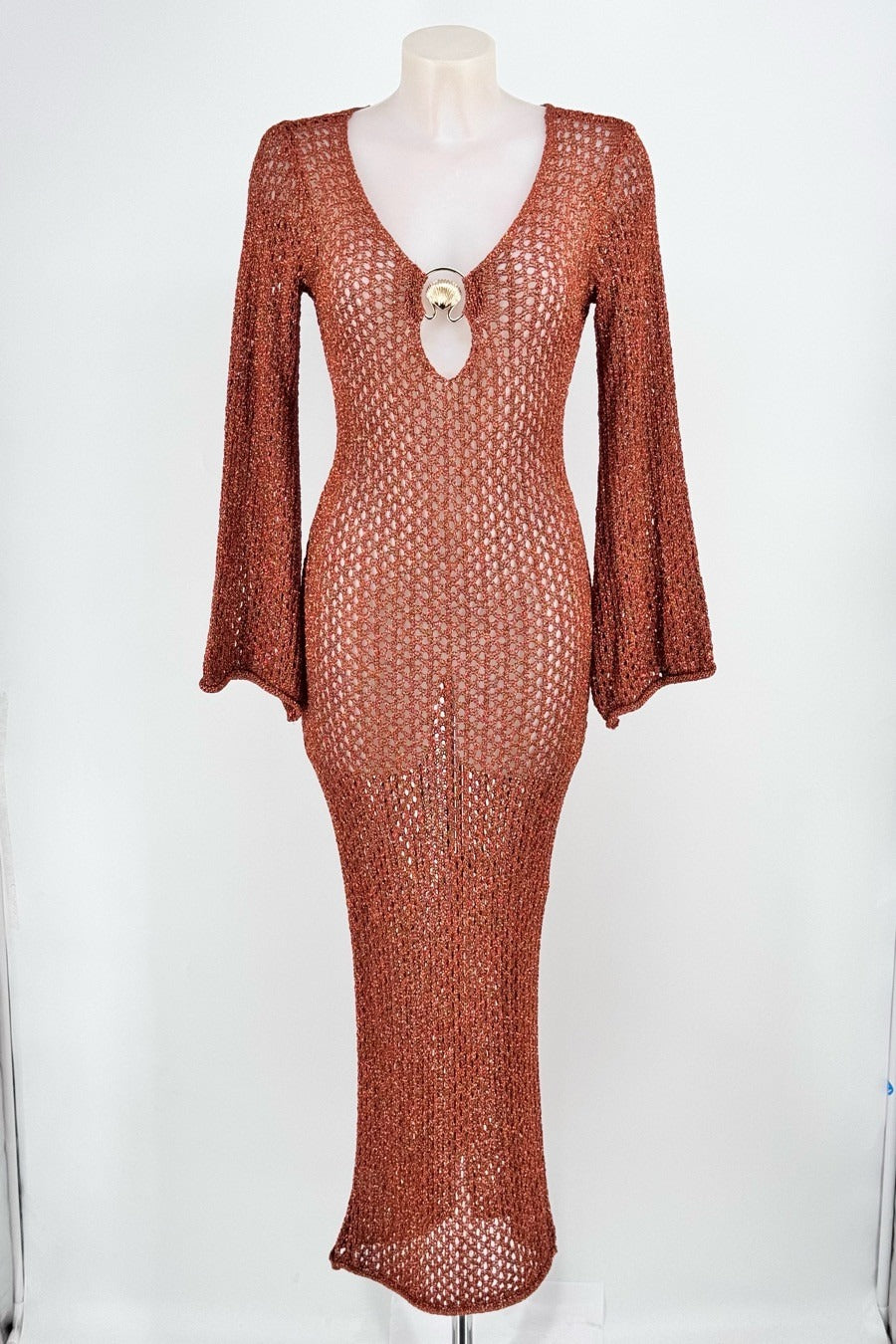 Elegant Crochet Knit Maxi Dress