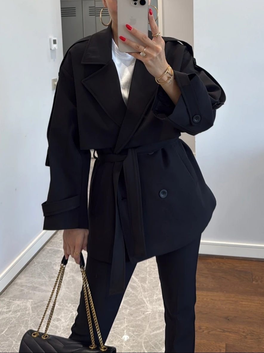 Oversized Drop Shoulder Trench Coat