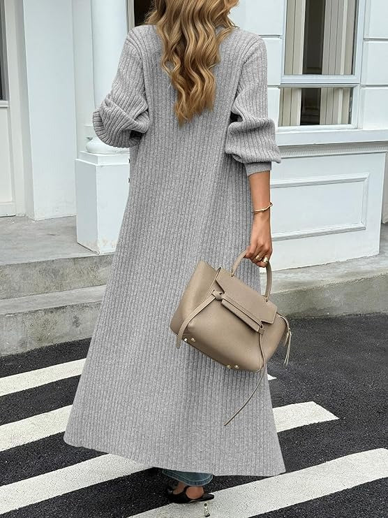 Stylish V Neck Button Down Chunky Knit Dusters