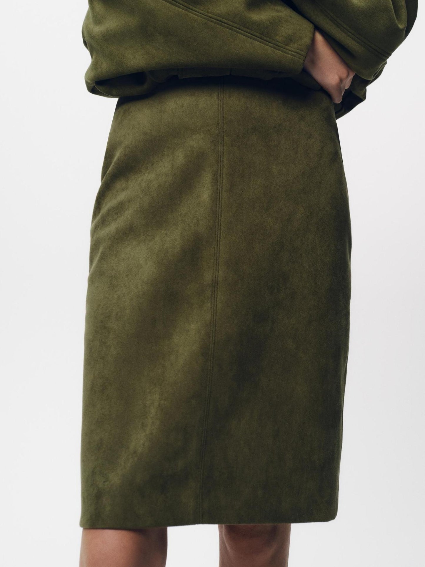 Olive Green Faux Suede Skirt