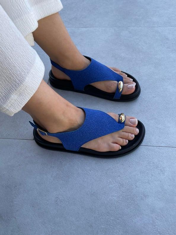 Suede Color Accessory Detailed Flat Sole Sandals