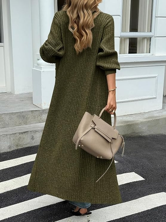 Stylish V Neck Button Down Chunky Knit Dusters