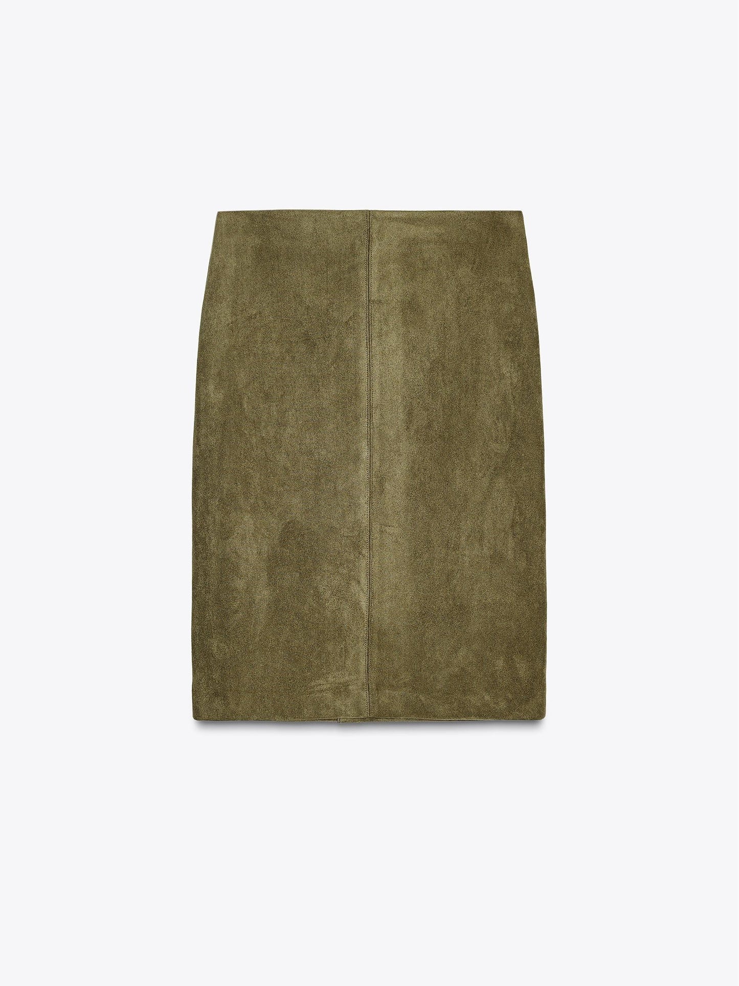 Olive Green Faux Suede Skirt