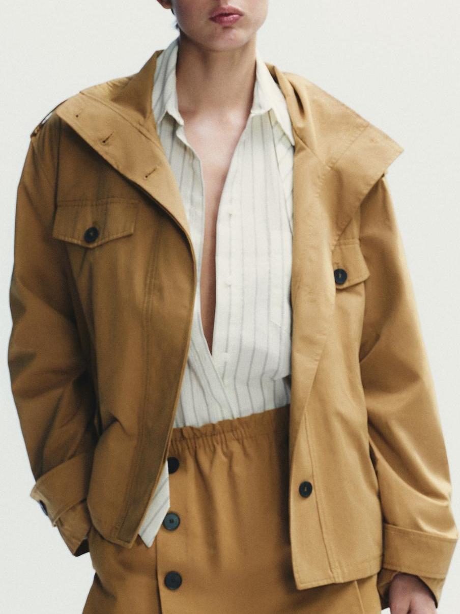 Stylish Camel Short Trench Coat