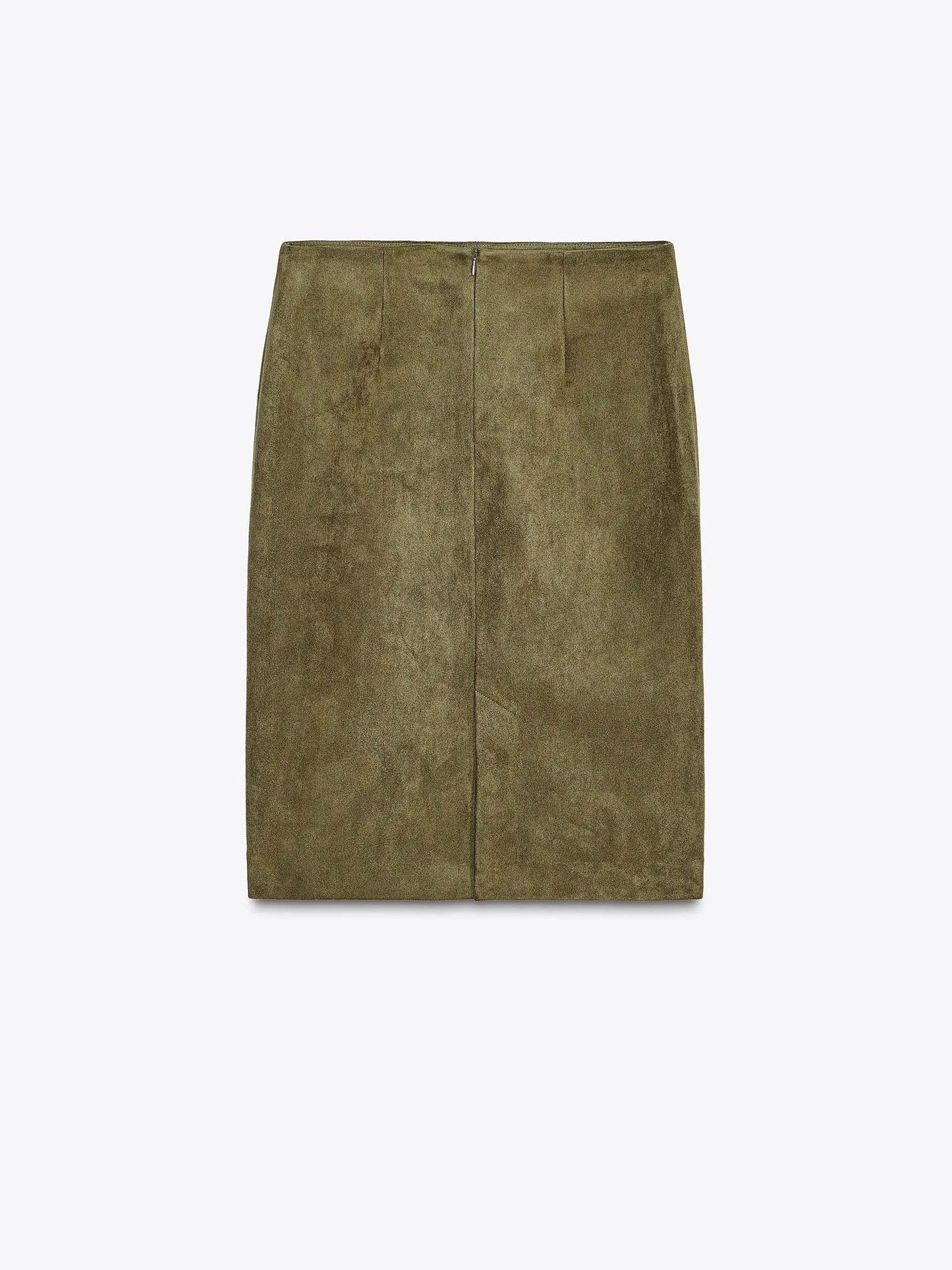Olive Green Faux Suede Skirt