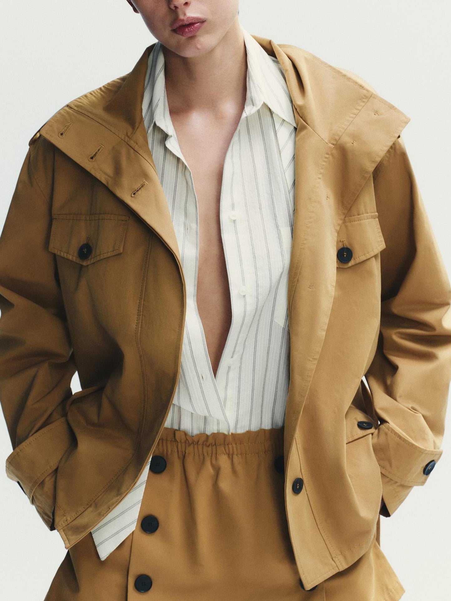Stylish Camel Short Trench Coat