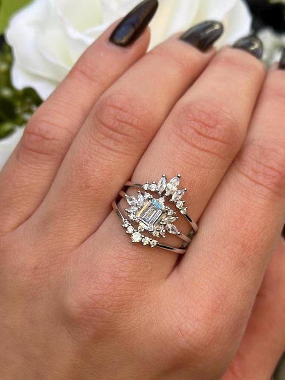 Three Piece Vintage Art Deco Style Ring Set