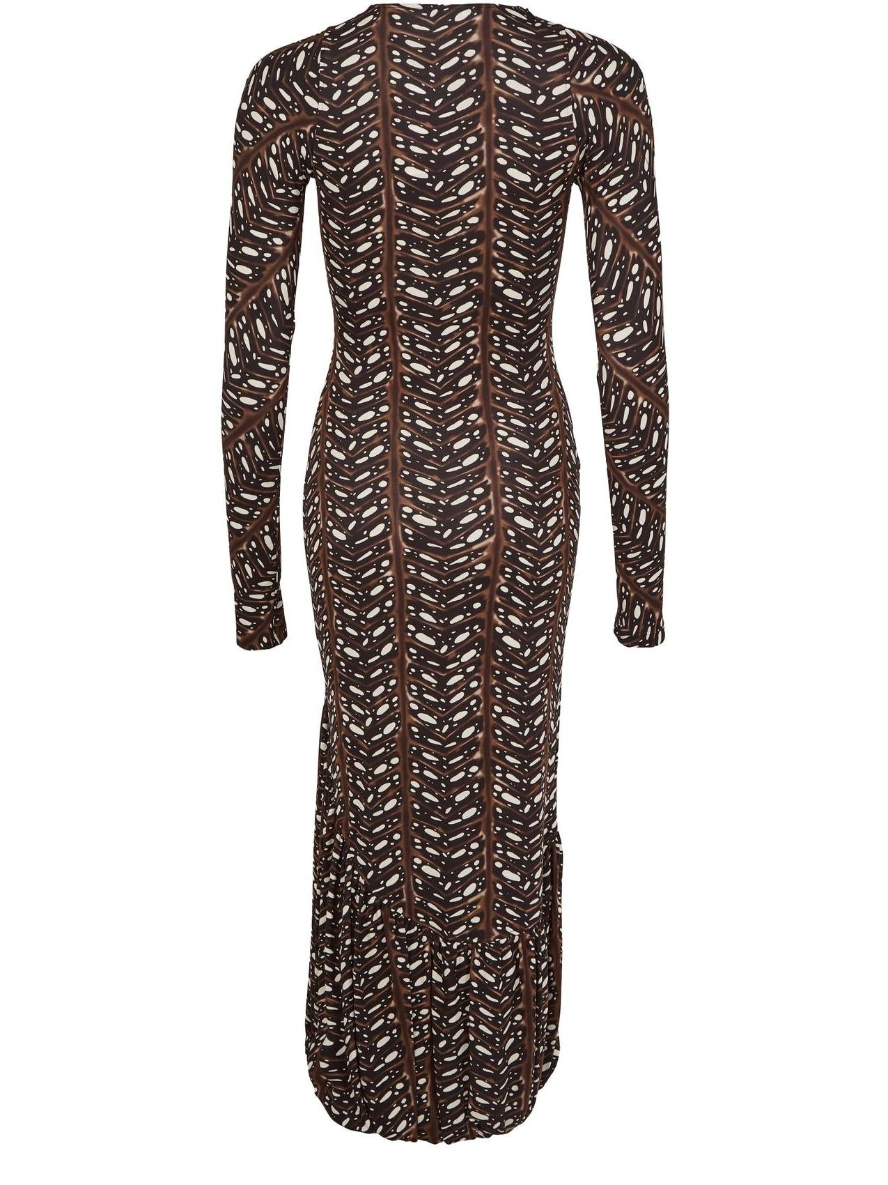 Unique Patterns Long - sleeved Maxi Dress