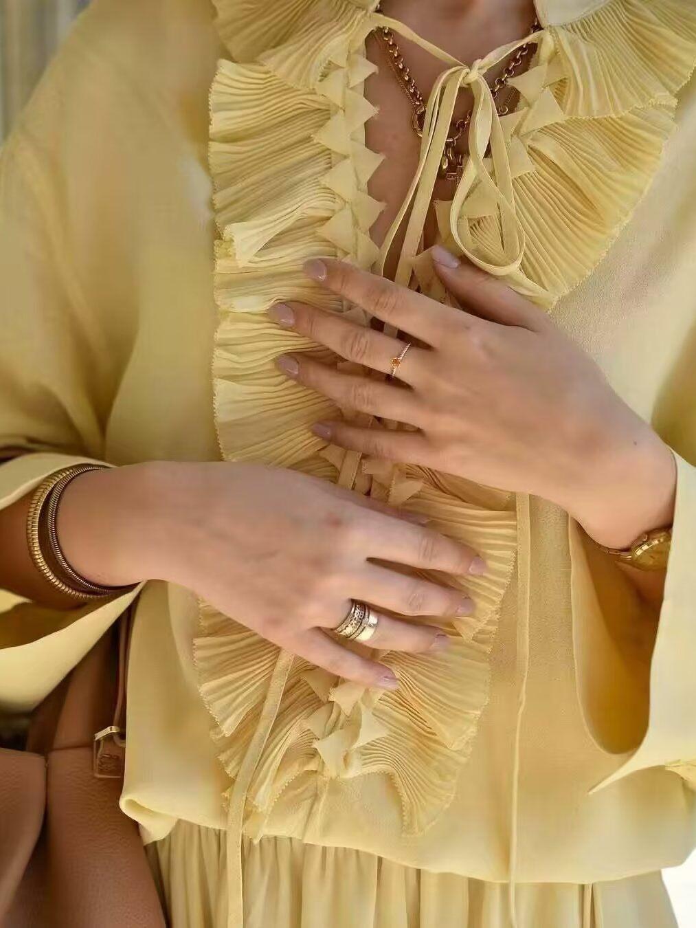Chic and Elegant Yellow Ruffled Blouse