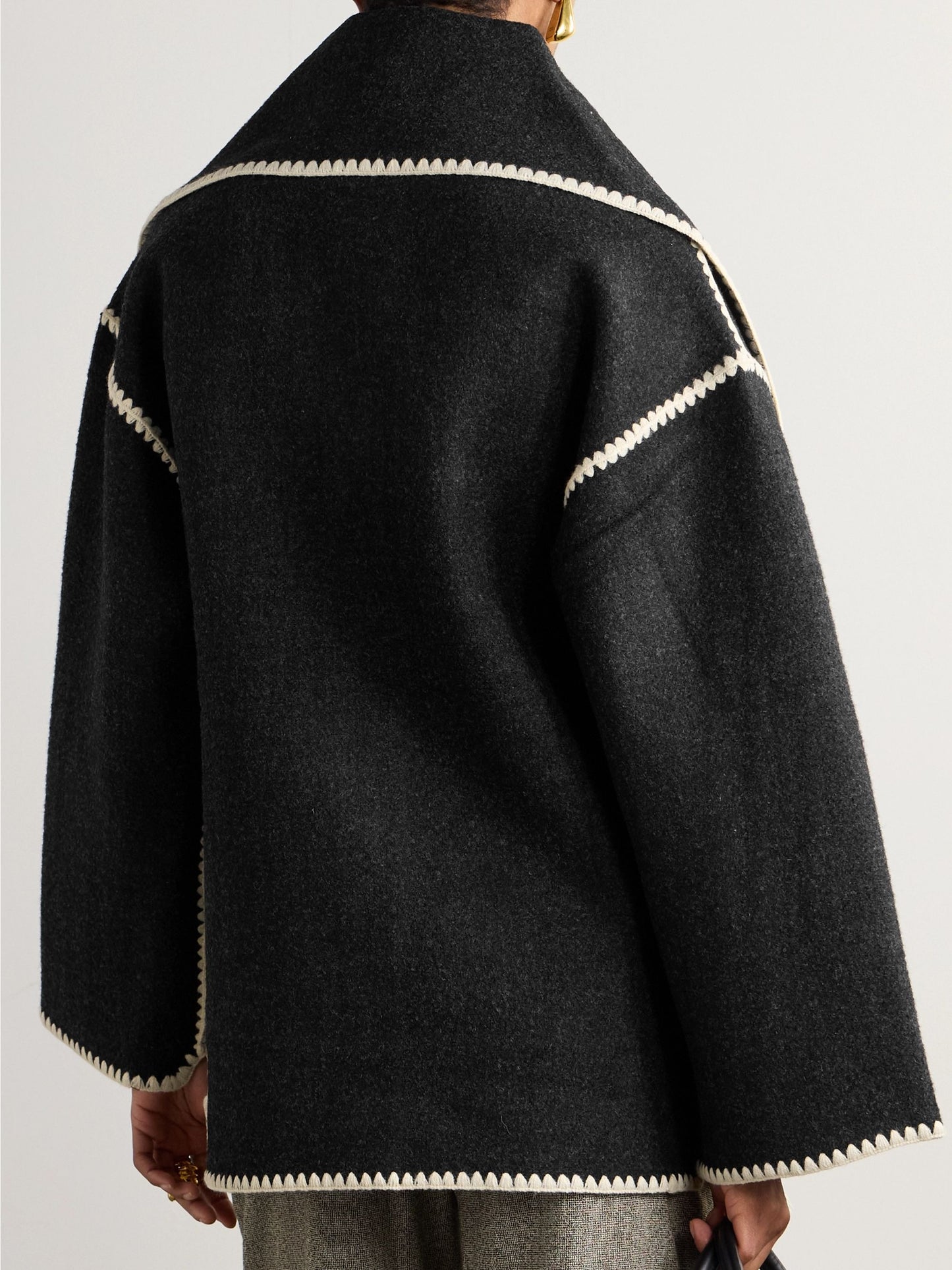 Draped fringed wool-blend bouclé jacket