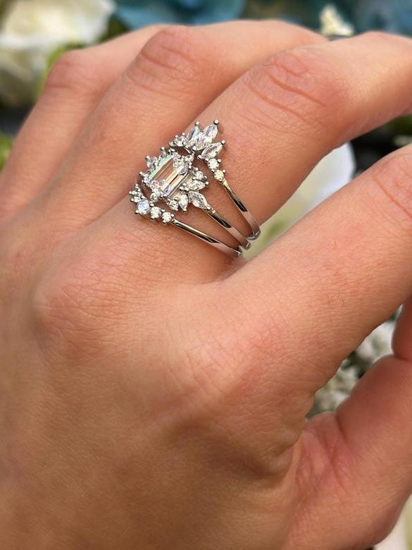 Three Piece Vintage Art Deco Style Ring Set