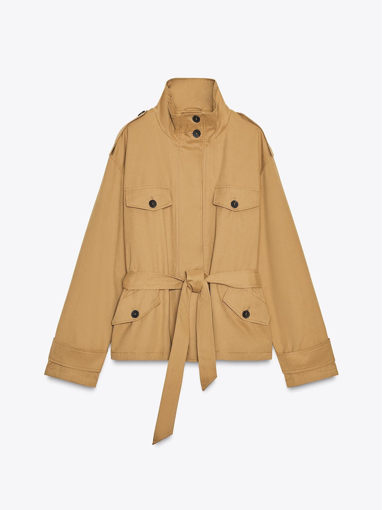Stylish Camel Short Trench Coat