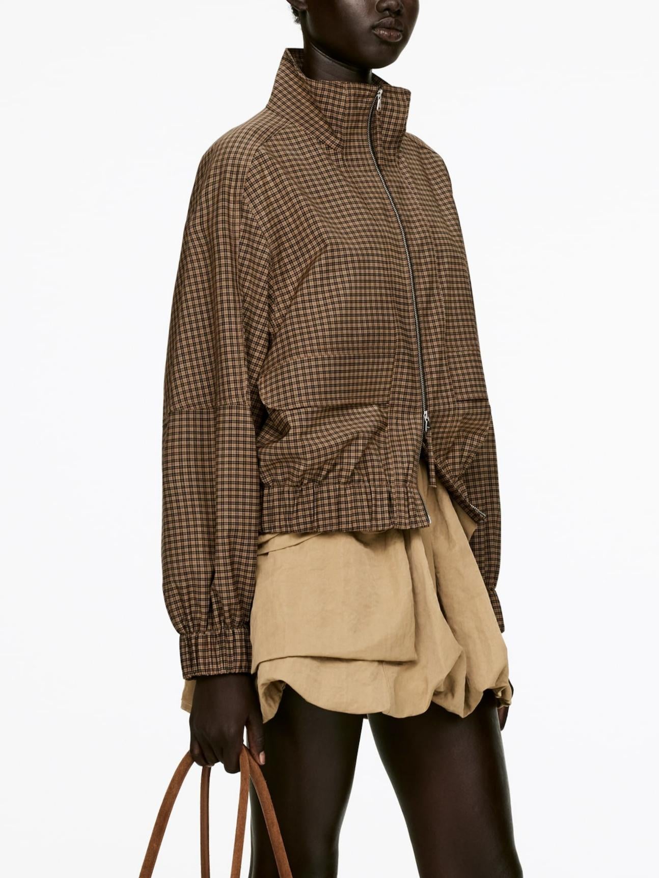 Fall - Perfect Checkered Zip - Up Jacket