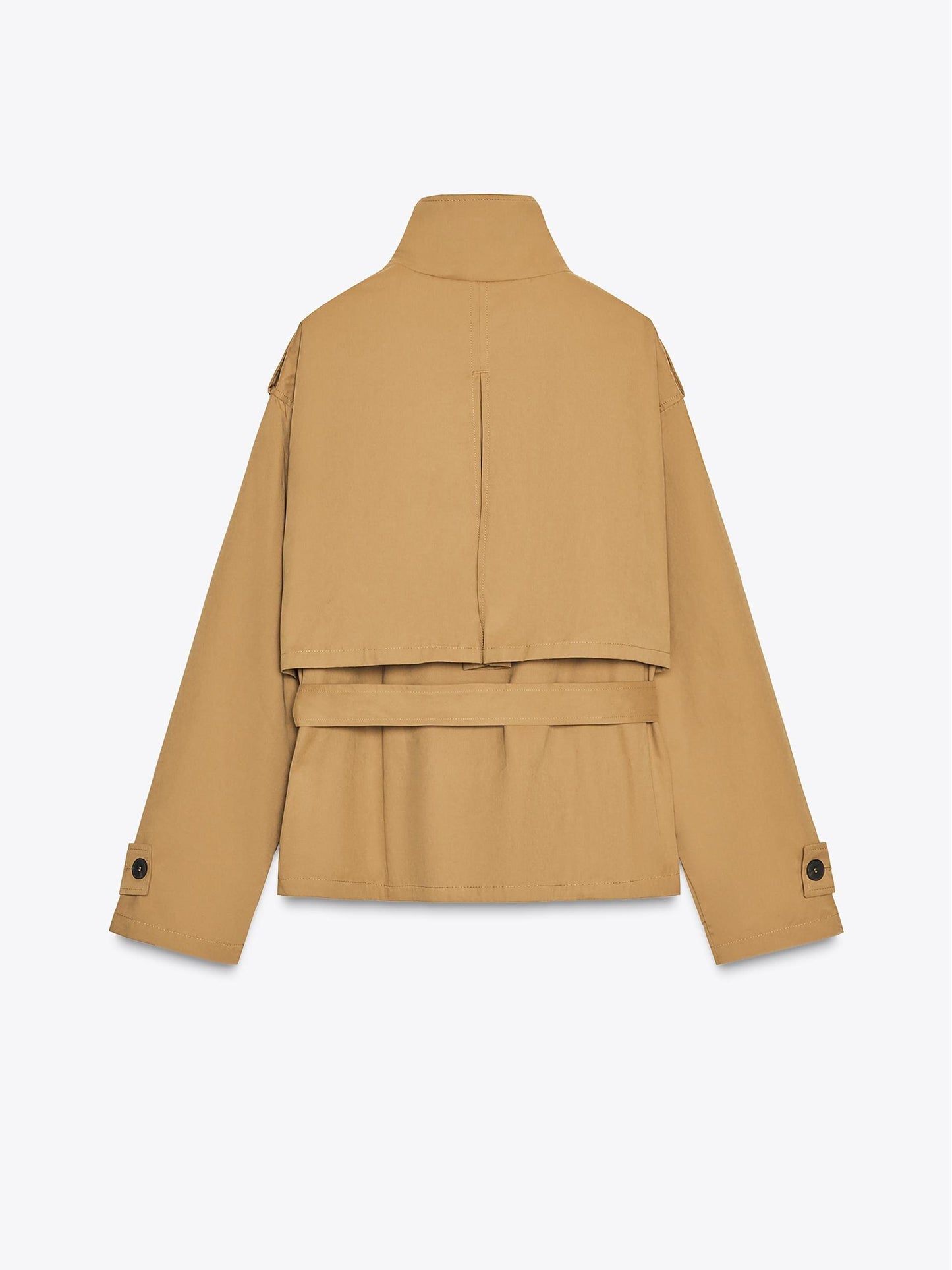 Stylish Camel Short Trench Coat