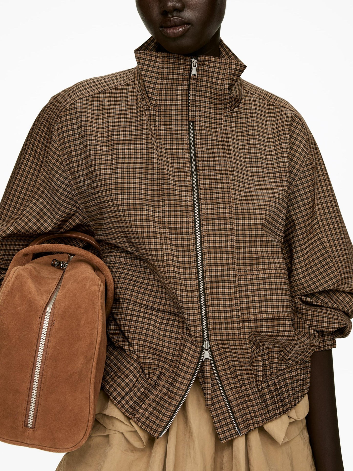 Fall - Perfect Checkered Zip - Up Jacket