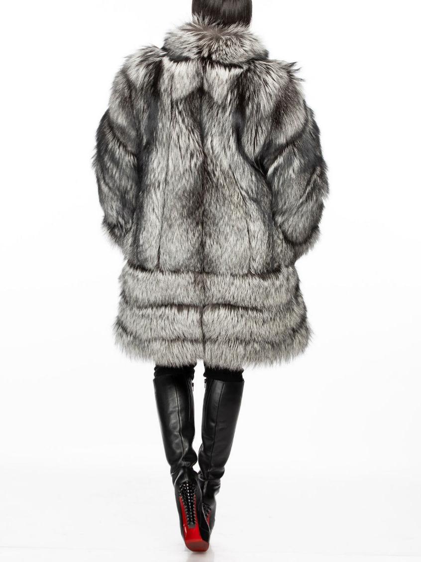 Luxury Silver Fox Fur Coat