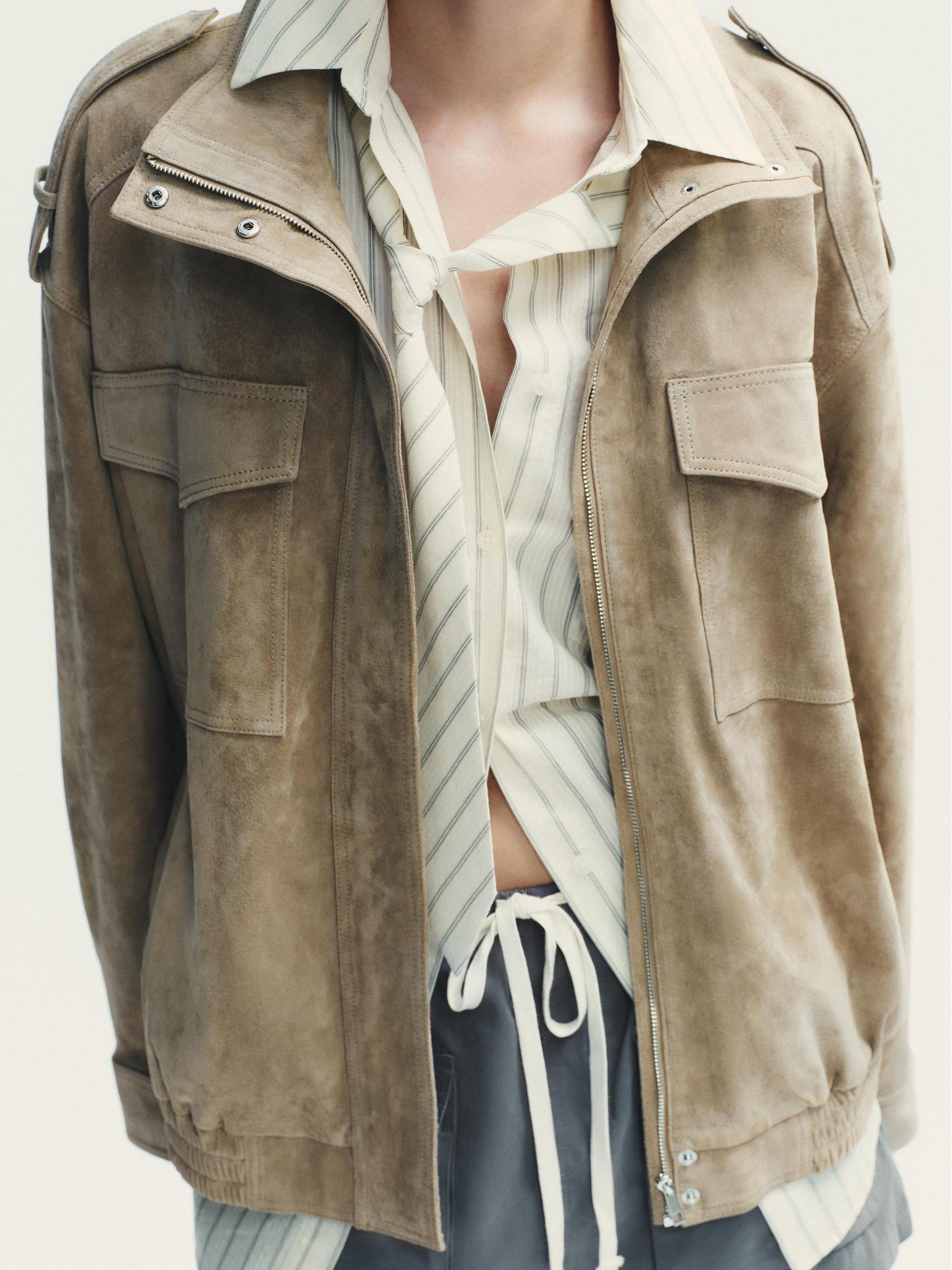 Suede Beige Leather Jacket